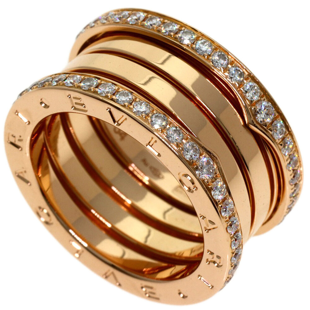 BVLGARI B-zero1 Edge Diamond 4-Band Ring #54 18K Pink Gold Women's